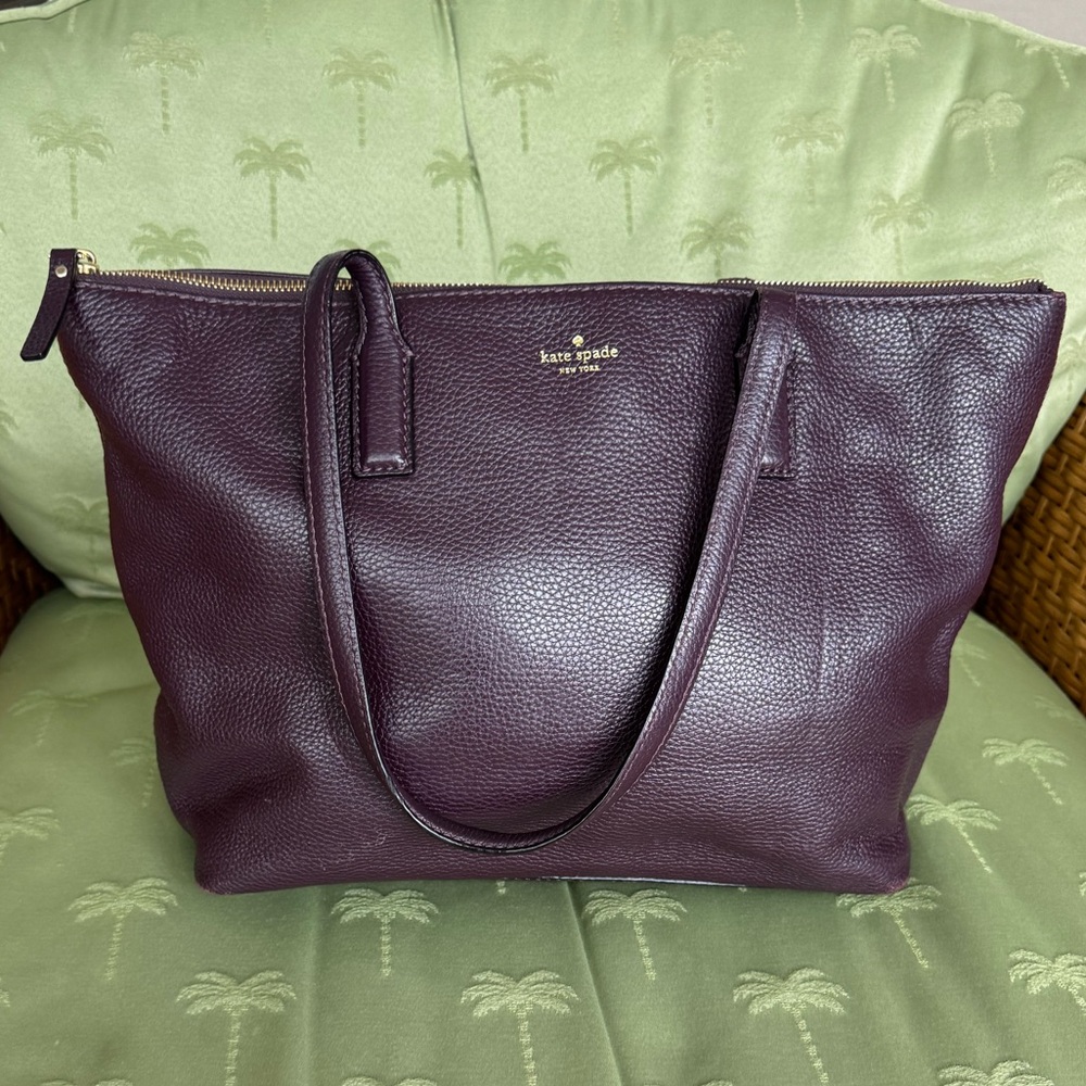 kate spade Pebbled Leather Tote in Plum